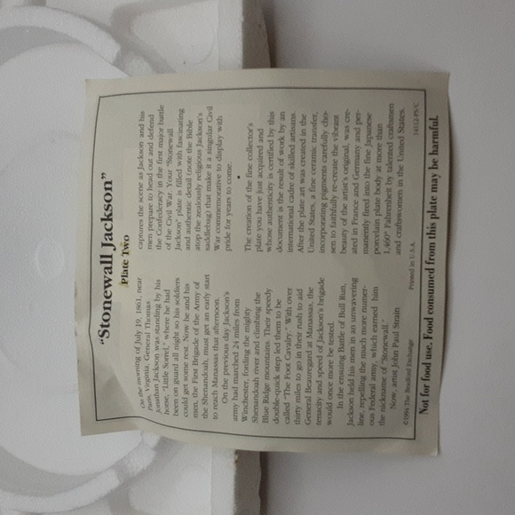 1994 Bradford Exchange Gallent Men of the Civil War Stonewall Jackson Plate - Picture 5 of 9